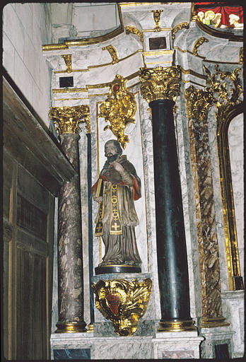 Autel, retable, statue : de Saint-Jean-Baptiste, 'Saint François de Sales' ; 1743 ; après restauration (détail)