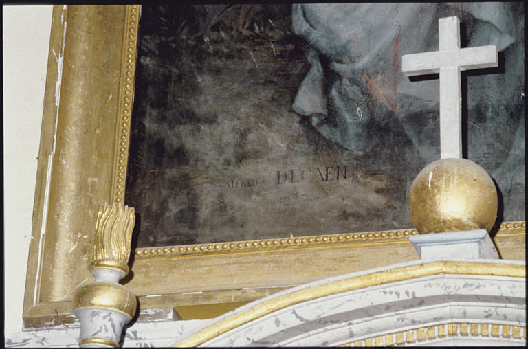 Tableau : 'La Sainte Famille', signature artiste  1873 (détail)