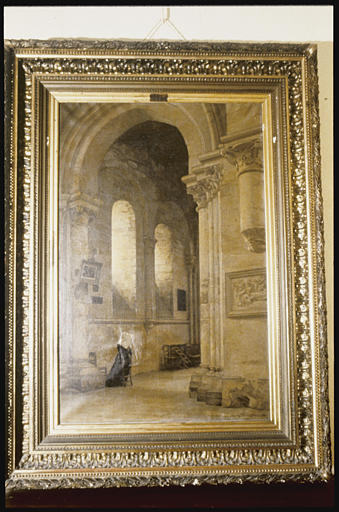 Tableau : 'Un coin d'église (St Nicolas, Blois)', collatéral d'église, religieuse agenouillée sur un prie-dieu ; 1886 - © Ministère de la Culture (France), Médiathèque du patrimoine et de la photographie, diffusion RMN-GP