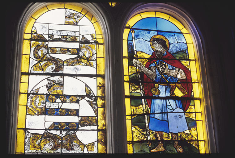 Verrière : 'Saint Jacques', fragments manquants