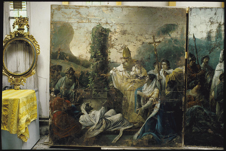 Tableau : 'L'authentification de la Vraie Croix' ; 1778 ; avant restauration (détail)