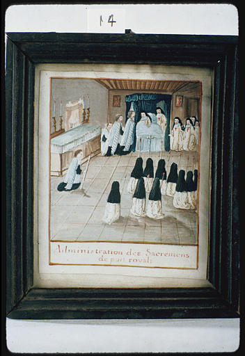 Miniature : 'Administration des Sacrements de Port Royal', gouache sur vélin