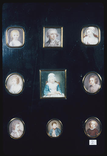 Miniatures (9) : portraits d'enfants ou de jeunes gens, gouache sur ivoire, d'après Greuze, Chardin et Fragonard