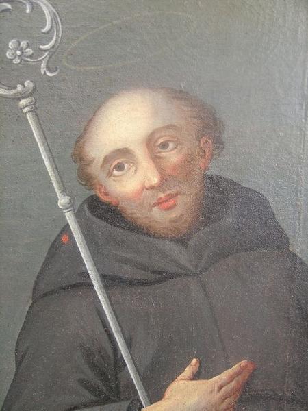 tableau : saint Antoine entre saint Vincent et un saint évêque, détail