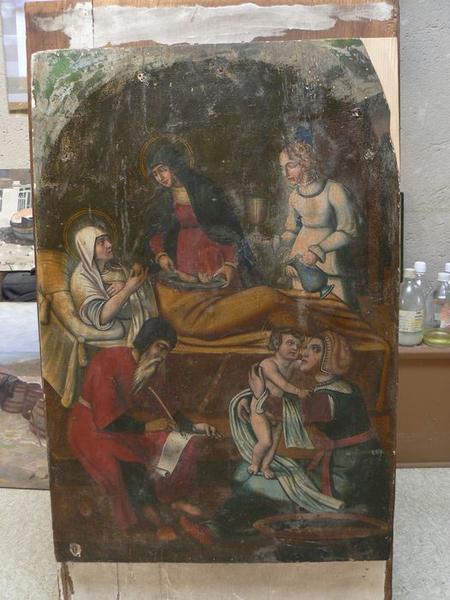 tableau du retable latéral nord : naissance de saint Jean-Baptiste, vue générale