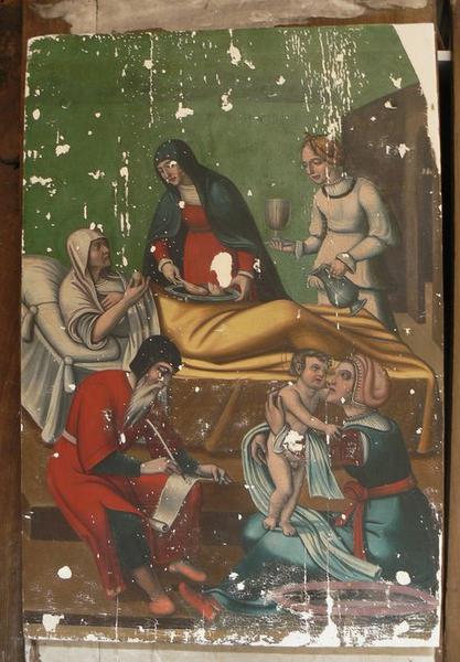 tableau du retable latéral nord : naissance de saint Jean-Baptiste, vue générale