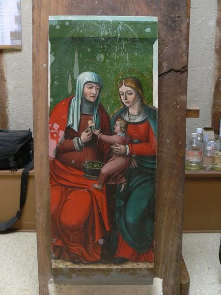 tableau du retable latéral nord : sainte Anne, la Vierge Marie et l'enfant Jésus, vue générale