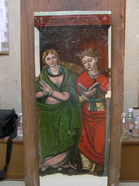 tableau du retable latéral nord : sainte Catherine et sainte Marguerite, vue générale