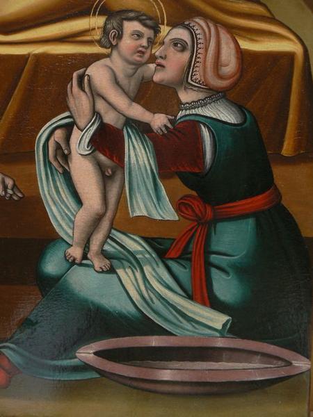 tableau du retable latéral nord : naissance de saint Jean-Baptiste, détail