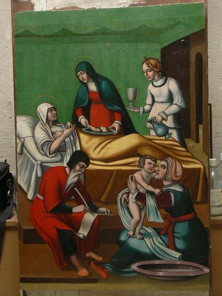 tableau du retable latéral nord : naissance de saint Jean-Baptiste, vue générale