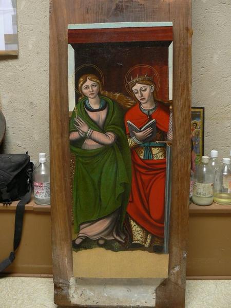 tableau du retable latéral nord : sainte Catherine et sainte Marguerite, vue générale