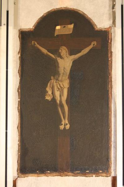 tableau en trompe-l'oeil et son cadre : Christ en croix, vue générale