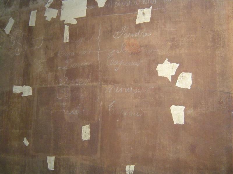 tableau : La Cène, détail des inscriptions du revers