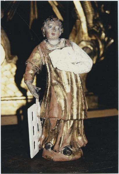 autel, retable (maître-autel), détail d'une statuette : saint Laurent