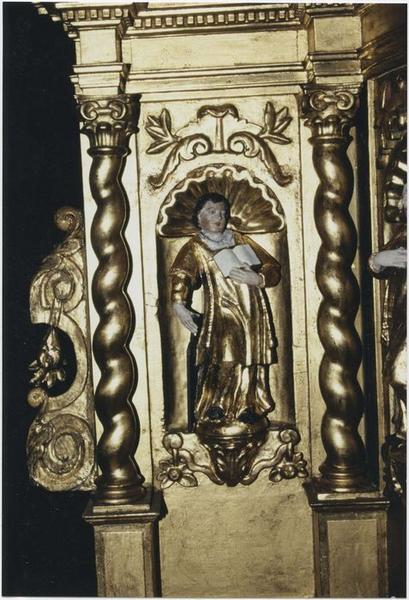 autel, retable (maître-autel), détail d'une statuette : saint Laurent