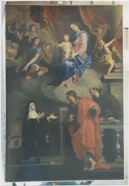 tableau : Apparition de la Vierge à sainte Scholastique, vue générale