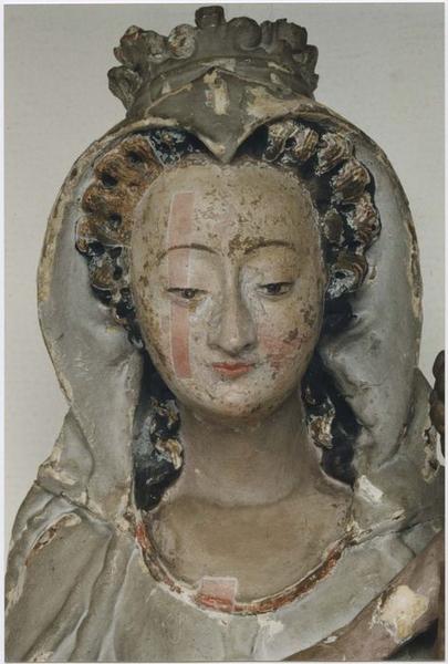 Statue : Vierge à l'enfant, vue générale, détail