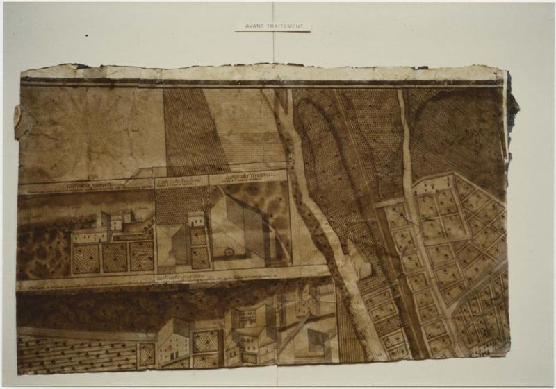 carte (plan topographique) : La ville de Ligny en 1791, détail