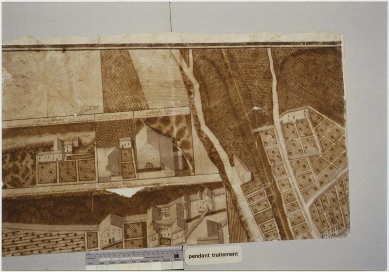 carte (plan topographique) : La ville de Ligny en 1791, détail