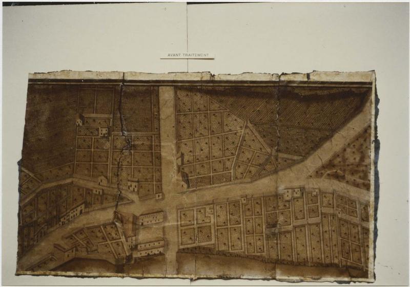 carte (plan topographique) : La ville de Ligny en 1791, détail