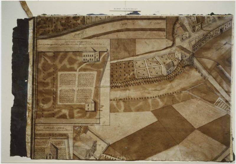 carte (plan topographique) : La ville de Ligny en 1791, détail