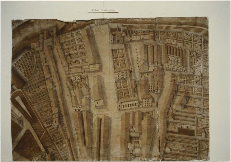 carte (plan topographique) : La ville de Ligny en 1791, détail