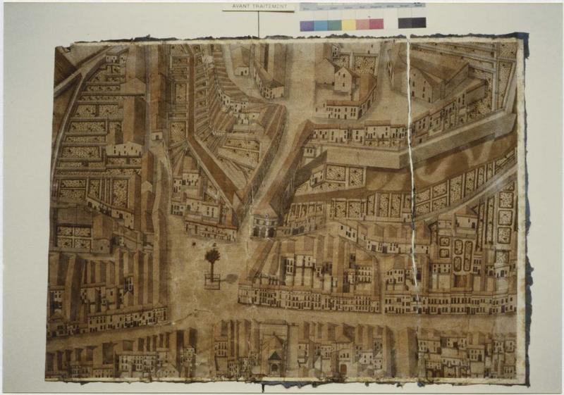 carte (plan topographique) : La ville de Ligny en 1791, détail