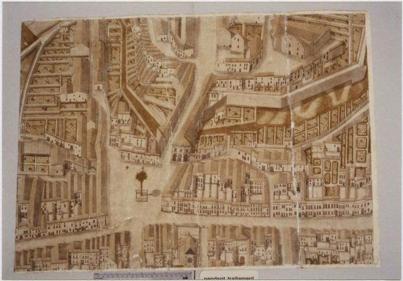 carte (plan topographique) : La ville de Ligny en 1791, détail