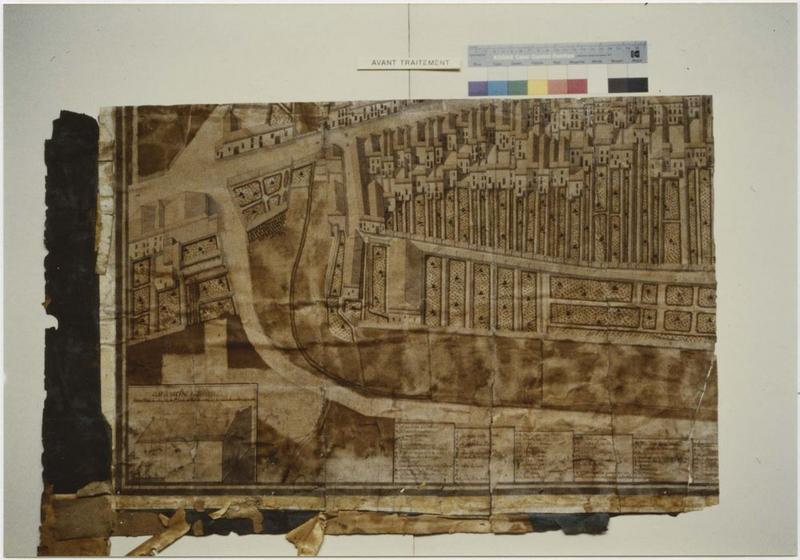 carte (plan topographique) : La ville de Ligny en 1791, détail