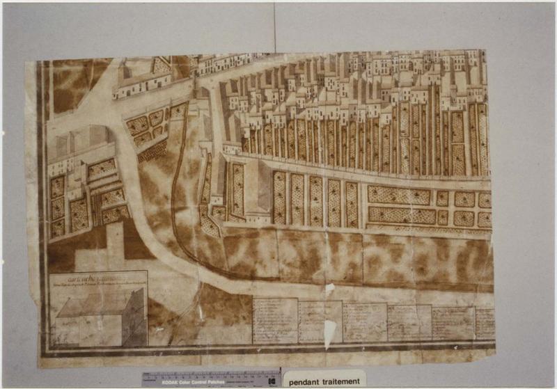 carte (plan topographique) : La ville de Ligny en 1791, détail