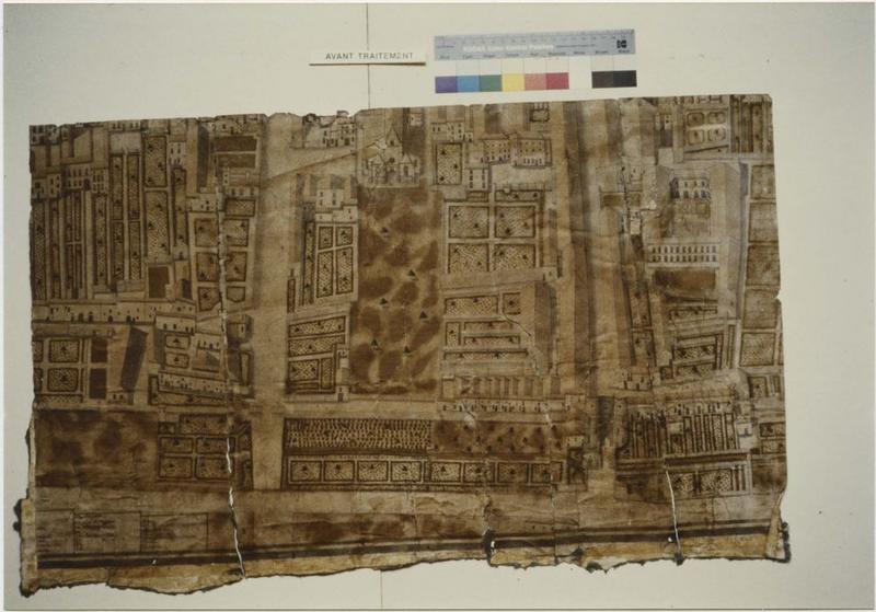 carte (plan topographique) : La ville de Ligny en 1791, détail