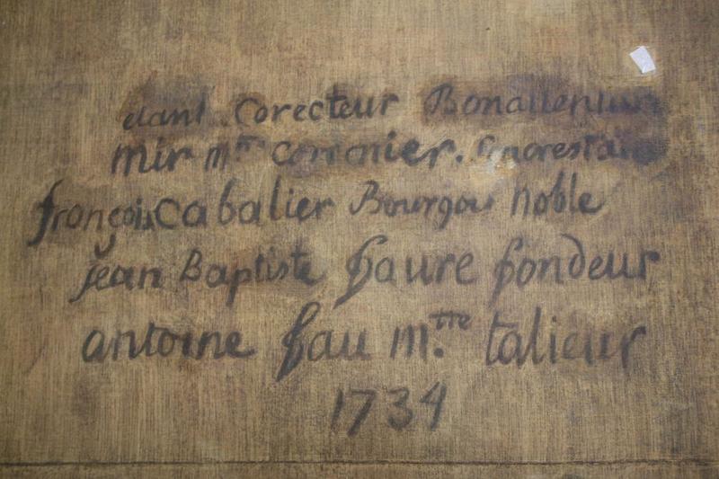Tableau : entrevue de saint François de Paule et de Louis XI, détail de revers