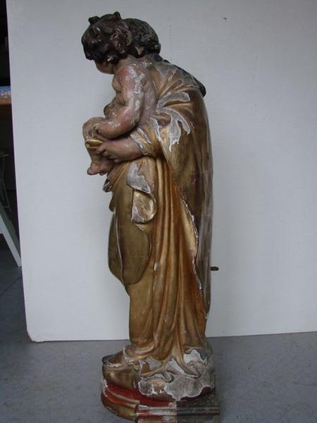 statue : Vierge à l'enfant, profil gauche, vue générale