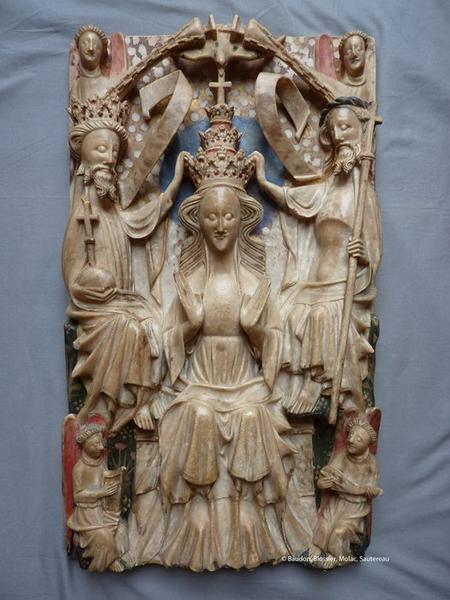 retable, bas-relief : Couronnement de la Vierge, vue générale