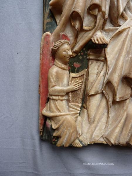 retable, bas-relief : Couronnement de la Vierge, détail