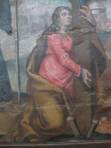 peinture monumentale, chapelle du déambulatoire : Calvaire avec saint Marcoul, saint Nicolas, Marie-Madeleine et un donateur, détail