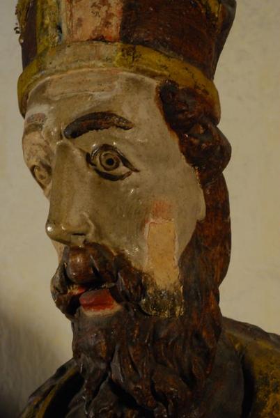 retable du maître-autel, détail d'une statuette : évêque