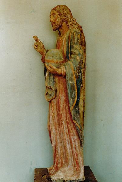 statue : Christ sauveur du monde, profil gauche, vue générale