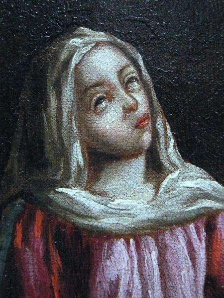 tableau : Calvaire (le), détail du visage de la Vierge