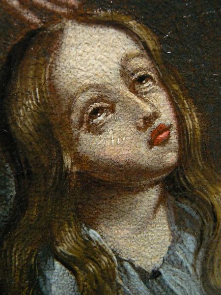 tableau : Calvaire (le), détail du visage de Marie-Madeleine