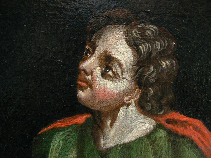 tableau : Calvaire (le), détail du visage de saint Jean