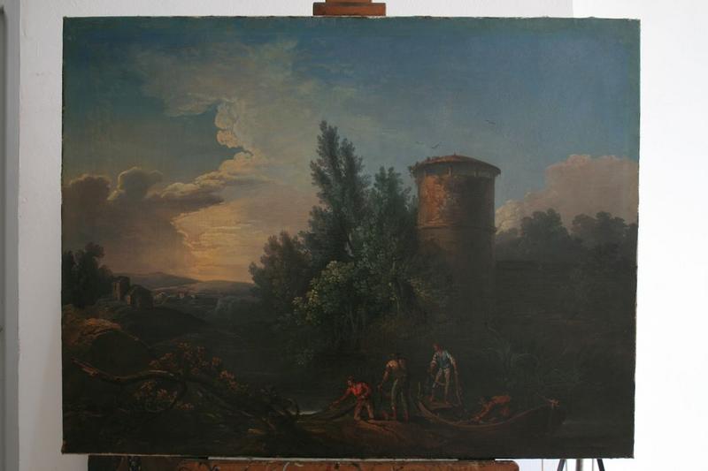 tableau : Paysage animé, vue générale