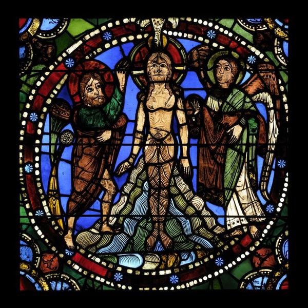 verrière figurée (n°50) : enfance et vie publique du Christ, détail