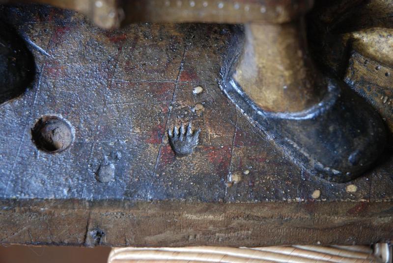 retable : scènes de la vie de la Vierge, l'Arbre de Jessé, détail : marque d'atelier