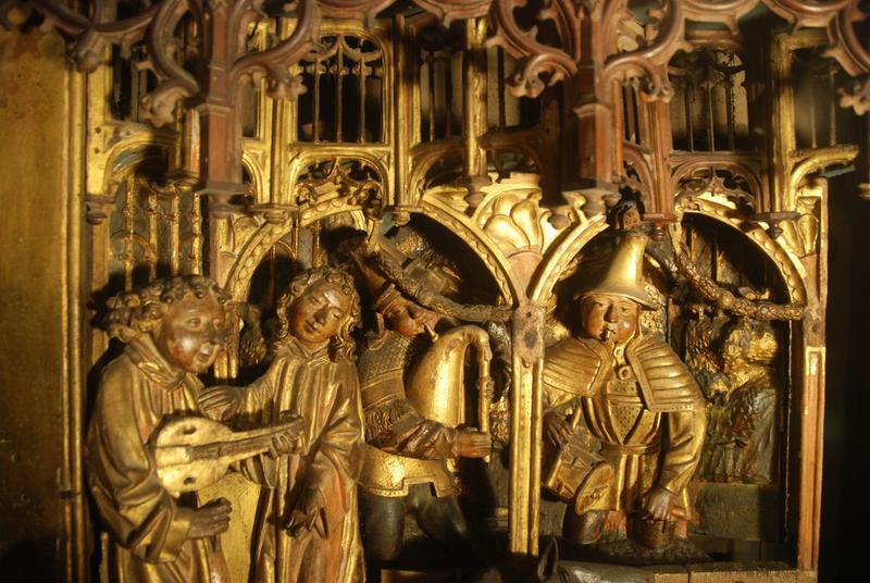 retable : scènes de la vie de la Vierge, l'Arbre de Jessé, détail