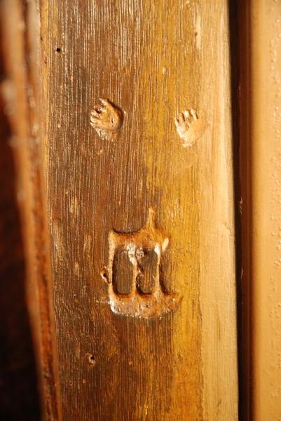 retable : scènes de la vie de la Vierge, l'Arbre de Jessé, détail : marque d'atelier