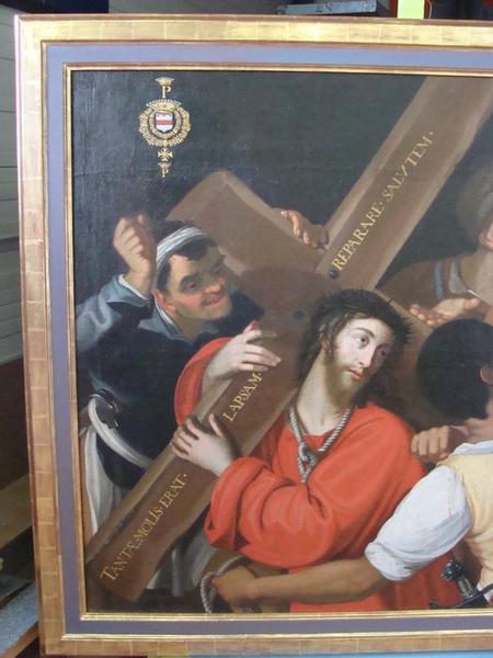 tableau : Jésus portant sa croix, vue partielle