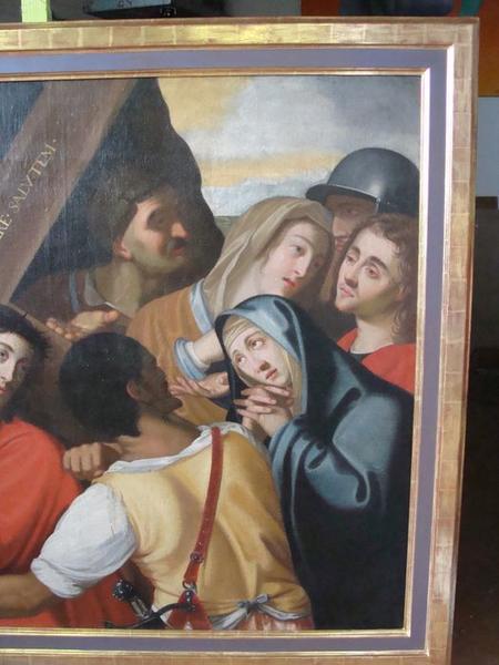 tableau : Jésus portant sa croix, vue partielle