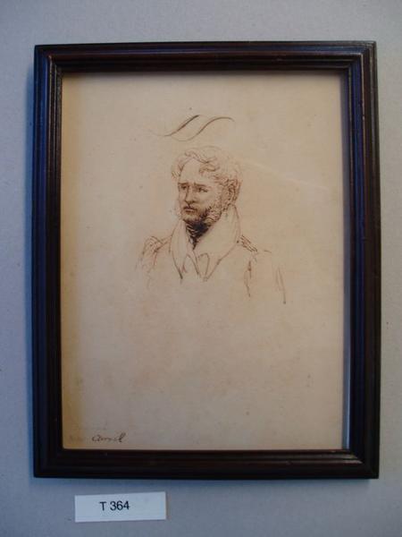Dessin : portrait d'homme en buste, vue générale