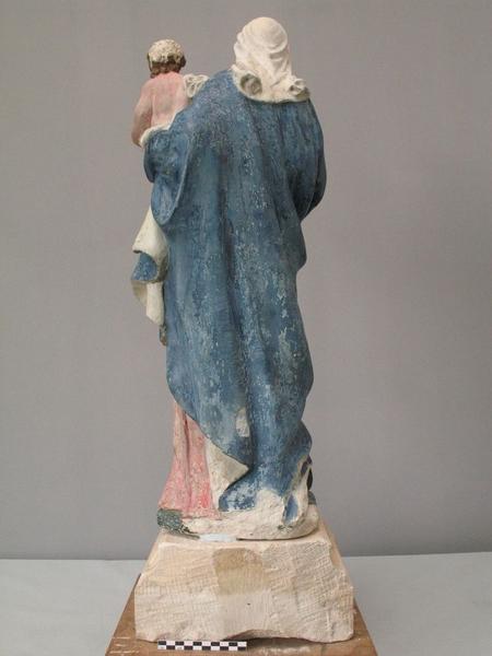 statue : Vierge à l'Enfant, vue générale du revers